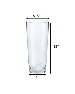 12" glass tapered down glass cylinder vases