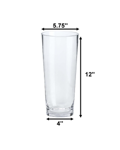 12" glass tapered down glass cylinder vases