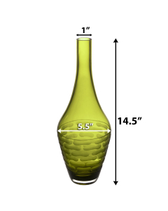 Decorative Olive Green Glass Vase H-14.5" D-1.5"