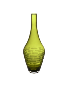 Decorative Olive Green Glass Vase H-14.5" D-1.5"