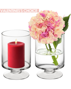 Contemporary Short Stem Glass Candle Holder H-6" x D-3.75" Clear (Wholesale Pack of 12)