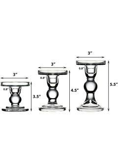 glass pillar taper candlestick candle holders