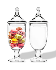 Glass Apothecary Jar Candy Container H-13.5" D-4.75" Clear