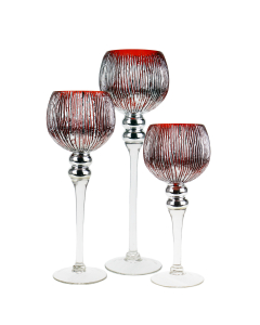 crackle stem glass candle holder