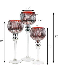 crackle stem glass candle holder