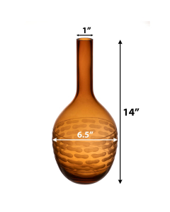 Decorative Orange Amber Orange Glass Vase 14.5" 