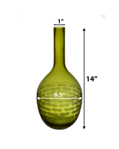 Decorative Olive Green Glass Vase 14.5" 