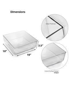Square Glass Vase Tray 10"x10" x 3.25"