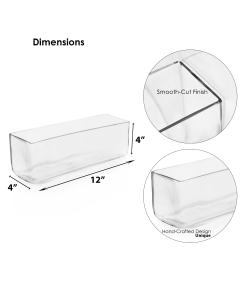 Glass Rectangular Vase Centerpiece Decorative Planter 4" x 12" x 4" Clear