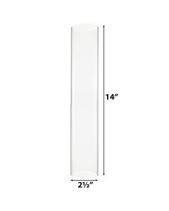 Hurricane Glass Tube Open-Ended Candle Holder Lamp Shade Chimney H-14", D-2.5" Clear