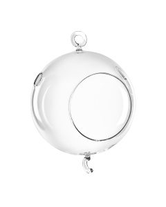 6" Hanging Glass Tea Light Candle Holder, Double Hooks 