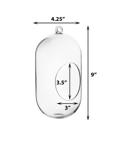 Glass Hanging Plant Terrarium Capsule Tealight Holder 9.5" Clear