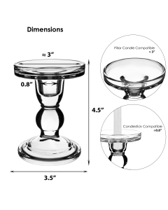 glass pillar taper candlestick candle holders