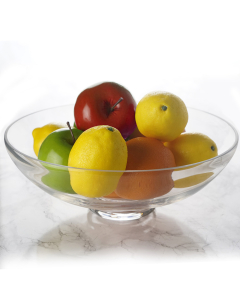 Glass Footed Bowl Kitchen Table Centerpiece Fruit Display Plate H-4.5", Open D-12" Clear (Wholesale Pack of 3)
