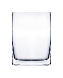Glass Round Edge Rectangular Vase 10" x 7" x 1.75" Clear 