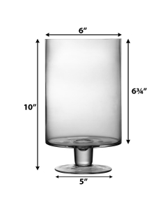 Contemporary Short Stem Glass Candle Holder H-10" x D-6" Clear (Wholesale Pack of 4)
