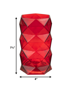 red 7" geometric prism vases spring