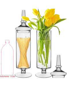 Glass Apothecary Jar Cylinder Stem Vase H-22" x D-5" Clear