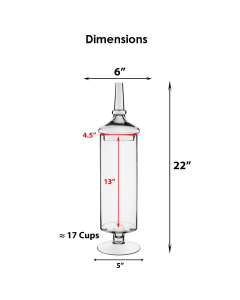 Glass Apothecary Jar Cylinder Stem Vase H-22" x D-5" Clear