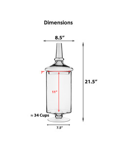 Glass Cylinder Stem Apothecary Jar H-21.5" D- 8" Clear