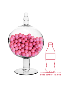 Round Stem Glass Apothecary Candy Jar H-16" D-9" Clear