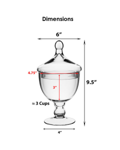 Glass Apothecary Jar Candy Container H-9.5" D-6" Clear