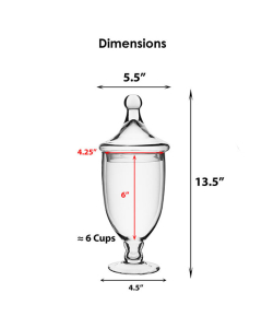 Glass Apothecary Jar Candy Container H-13.5" D-4.75" Clear