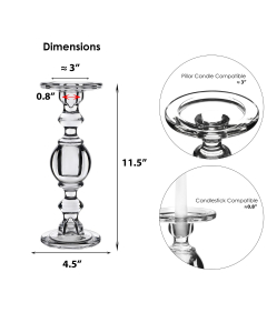 Classic Glass Candlestick Holder Baluster style