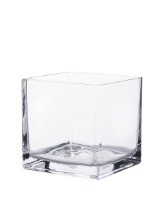 Glass Cube Vase Square Centerpiece Candle Holder 4" x 4" x 4" Clear