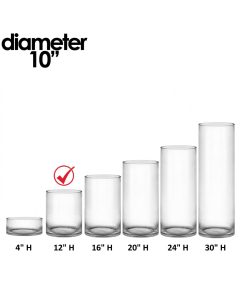 Glass Cylinder Vase H-12" x D-10" Clear (Wholesale Pack of 2)