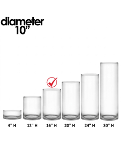 Glass Cylinder Vase H-16" x D-10" Clear (Wholesale Pack of 2)
