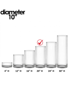 Glass Cylinder Vase H-20" x D-10" Clear (Wholesale Pack of 2)