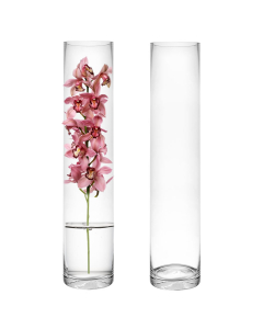 Glass Cylinder Vase H-20" x D-4" Clear (Wholesale Pack of 6)
