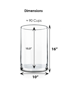 Glass Cylinder Vase H-16" x D-10" Clear (Wholesale Pack of 2)