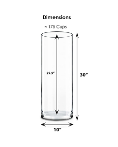 Glass Cylinder Vase H-30" x D-10" Clear
