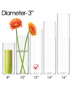 glass cylinder vase 3 inches diameter