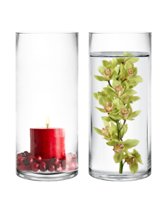 Glass Cylinder Vase H-9" x D-4" Clear (Wholesale Pack of 12)