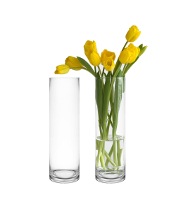 Glass Cylinder Vase H-14" x D-4" Clear (Wholesale Pack of 6)