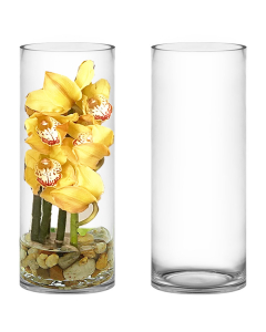 Glass Cylinder Vases H-12" x D-6" Clear (Wholesale Pack of 4)