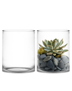 Glass Cylinder Vase H-12" x D-10" Clear (Wholesale Pack of 2)