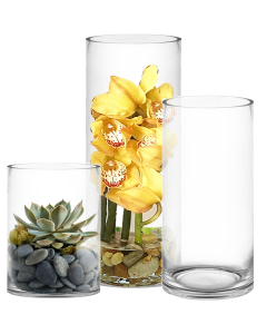 glass cylinder vases 6 inches diameter set of 3
