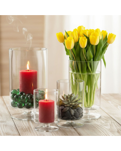 Glass pedestal stemmed candle holder for pillar candle