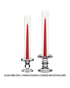 Hurricane Glass Tube Open-Ended Candle Holder Lamp Shade Chimney H-14", D-2" Clear