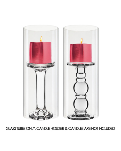 Hurricane Glass Tube Open-Ended Candle Holder Lamp Shade Chimney H-10" x D-4" Clear