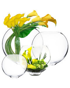 Glass moon shape oval thin opening vase