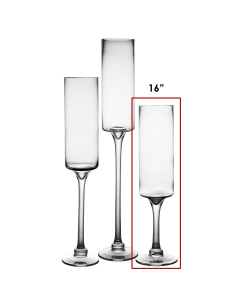 Glass Long Stem Contemporary Pillar Candle Holder H-16" x D-3.5" Clear (Wholesale Pack of 6)