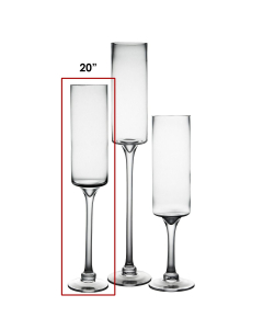 Glass Long Stem Candle Holder H-20" x D-3.5" Clear (Wholesale Pack of 6)