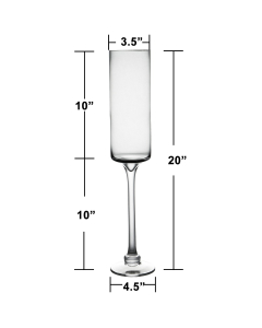 Glass Long Stem Candle Holder H-20" x D-3.5" Clear (Wholesale Pack of 6)