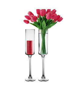 Glass Long Stem Candle Holder H-20" x D-3.5" Clear (Wholesale Pack of 6)