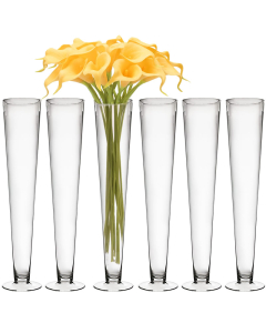 Glass Trumpet Vase Floral Centerpieces H-24" x D-4.5" Clear